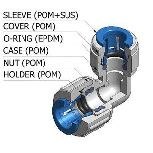 1/4" Tube × 3/8" Compression Push-to-Connect Adapter